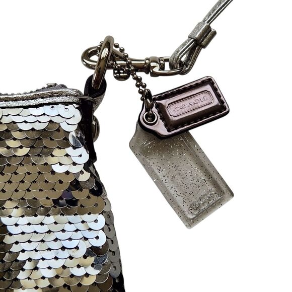 Coach Poppy Pop Disco Crossbody Bag Silver Sequins NWT - Picture 9 of 15